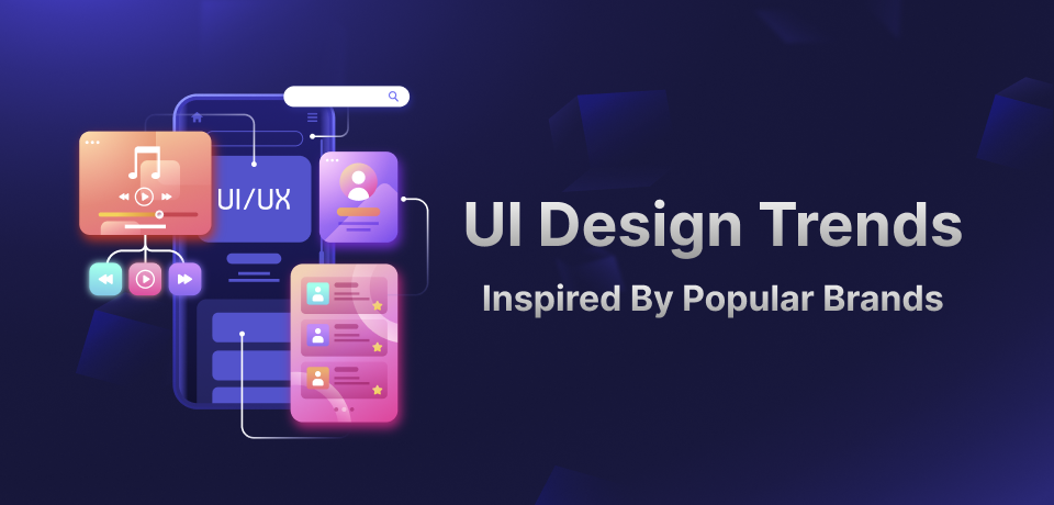Modern UI design inspired by popular brands with dark mode and minimalist elements