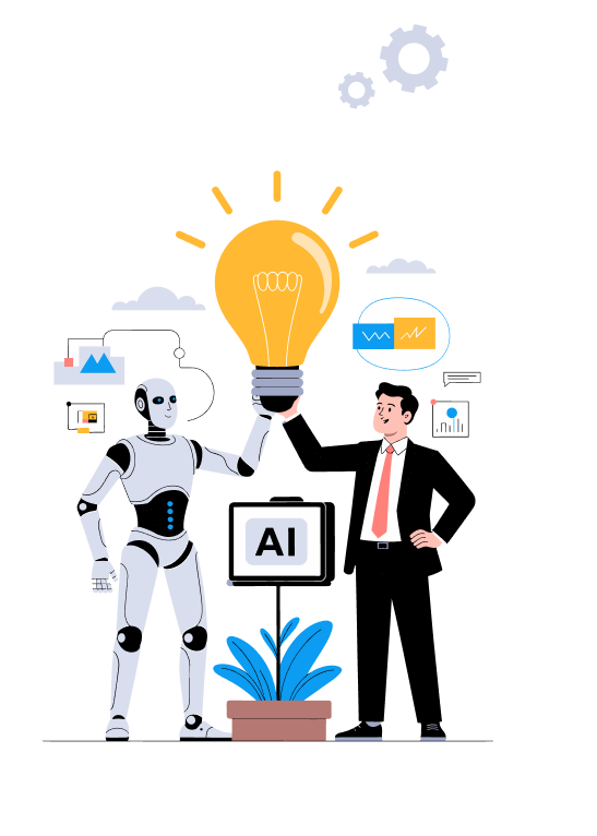 AI software development services illustration showing intelligent automation solutions